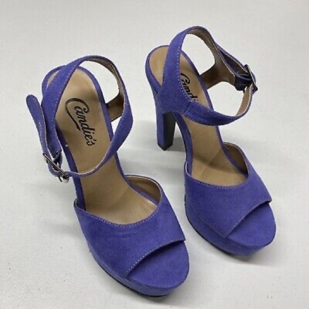 Candies Women’s heels Purple Suede Open-toe Platform size 7.5 M - Picture 2 of 13